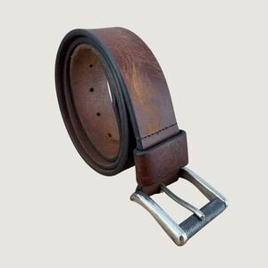 1901 Mens Genuine Leather Belt Size 34 Brown Made in USA Rugged Classic
